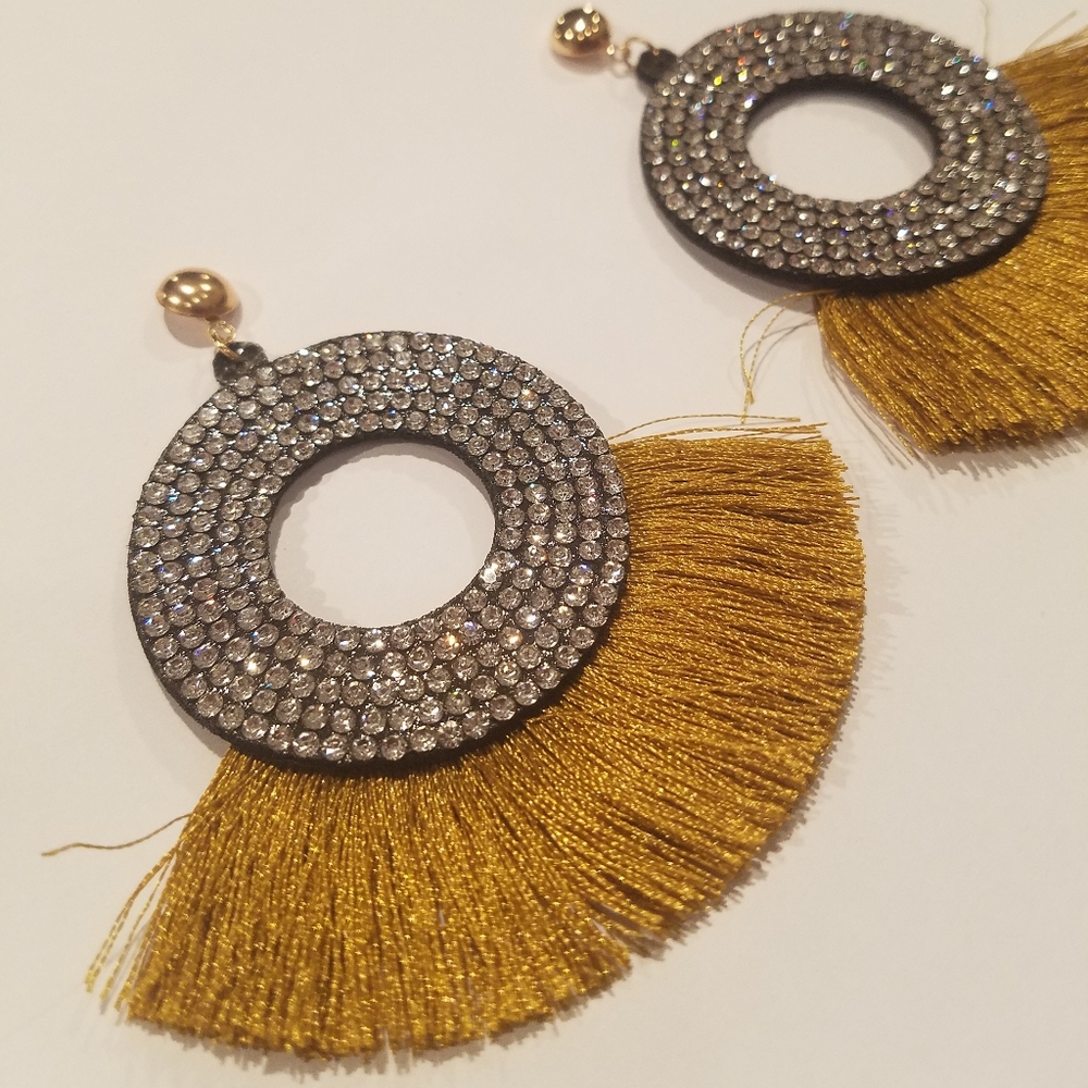 Sparkling Fringe Statement Earrings